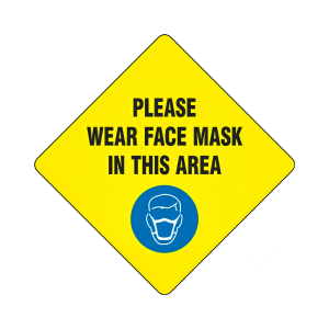 393-MFS430 12" "Please Wear a Face Mask" Floor Sign - Laminated Adhesive Vinyl, Yellow