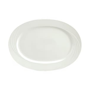 024-9182033 13-1/4" x 10-5/8" Oval Donna Platter - Porcelain, Continental White