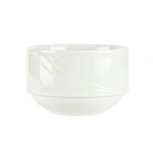 024-9186528 9 1/2 oz Round Porcelain Bouillon - Donna Pattern, White