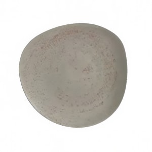 024-938121563043 6 1/8" Round Organic Plate - Porcelain, Pottery Unique, Light Gray