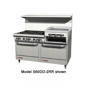 348-4606AA2RRLP 60" 5 Burner Gas Range w/ Griddle/Broiler & (2) Convection Ovens, Liquid Propane