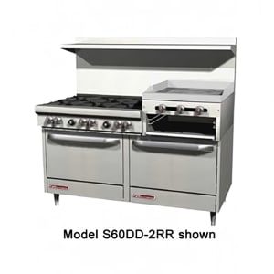 348-S60AD2RRNG 60" 6 Burner Gas Range w/ Griddle/Broiler & (1) Standard & (1) Convection Ovens, Natural Gas