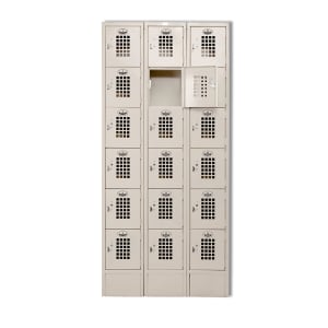 145-WL618 3 Column Locker w/ (18) 10" x 12" x 12" Compartments, Beige