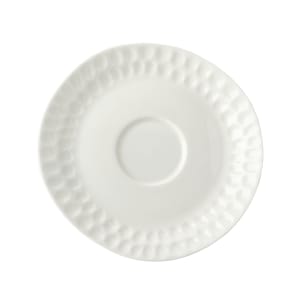106-5316735 5 7/10" x 5 1/2" Irregular Malet Espresso Saucer - Vegan Bone China, White