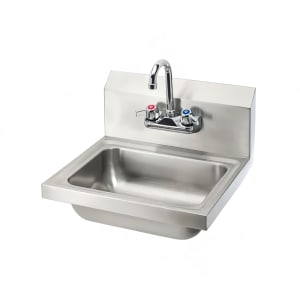079-BKHSW1410PG Wall Mount Commercial Hand Sink w/ 13 3/4"L x 9 7/8"W x 5 3/8"D Bowl, Gooseneck Faucet