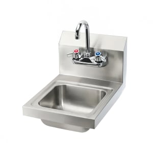 079-BKHSWSSPG Wall Mount Commercial Hand Sink w/ 9"L x 11"W x 5"D Bowl, Gooseneck Faucet