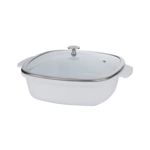315-8268228 4 qt Casserole Pan w/ Cover - Induction Ready, Aluminum/Ceramic, White