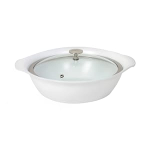315-8258224 2 1/4 qt Casserole Pan w/ Cover - Induction Ready, Aluminum/Ceramic, White