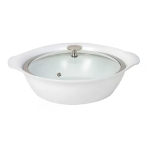 315-8258230 3 3/4 qt Casserole Pan w/ Cover - Induction Ready, Aluminum/Ceramic, White