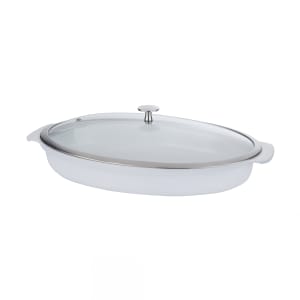 315-8265238 3 qt Oval Roasting Pan w/ Cover - Induction Ready, Aluminum/Ceramic, White