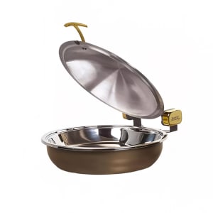 315-238259736 15 1/4" Steel Sauteuse Pan Chafing Dish - Induction Ready, Bronze w/ Gold Accents