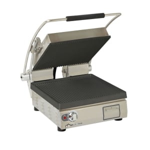 062-PGT14I Single Commercial Panini Press w/ Cast Iron Grooved Plates, 120v