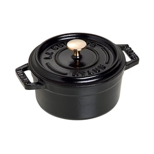 103-1101025 Mini Round La Cocotte w/  1/4 qt Capacity & Enamel Coated Cast Iron, Black Matte