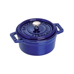 103-1101091 Mini Round La Cocotte w/  1/4 qt Capacity & Enamel Coated Cast Iron, Dark Blue