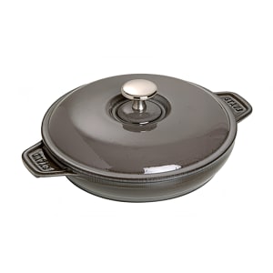 103-1332018 7.88" Round Hot Plate w/ .75-qt Capacity, Lid, Enameled Cast Iron, Graphite Grey