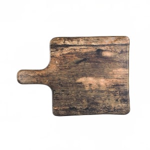 706-7044DD094 10" Square Barn Wood Serving Board w/4" Handle - Melamine, Brown