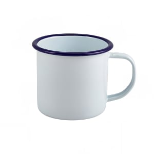 706-GW50008 12 1/2 oz GW Enamel Mug - Enamelware, White w/ Blue Rim