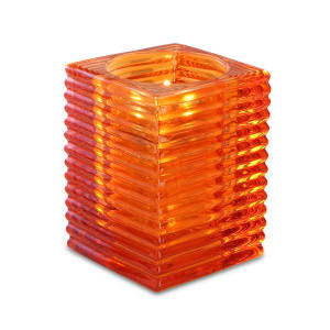 637-80146 Kelly Candle Lamp - 2 7/8"L x 2 7/8"W x 4"H, Glass, Orange