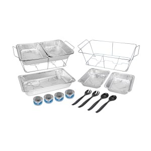 637-70118 Buffet Kit w/ Foil Water & Food Pans, Disposable Utensils & Chafing Fuel