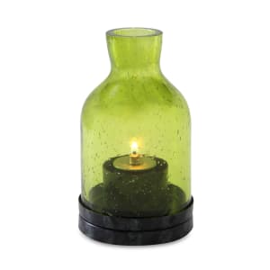637-80136 Edison Lantern Candle Lamp - 3 1/4"D x 5 1/2"H, Glass, Green