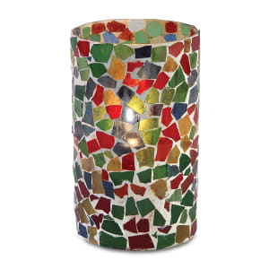 637-80204 Malta Candle Lamp - 3 9/32"D x 4 31/32"H, Glass, Multi Colored Mosaic