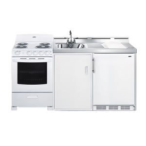 162-ACK72COILW 71 1/2" Kitchenette w/ Sink, Electric Coil Range, & Refrigerator/Freezer - White, 115v/220v/1ph