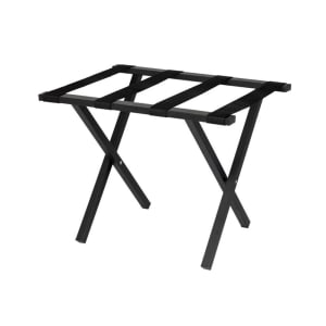607-LRPCBL Folding Luggage Rack w/ 2 1/4" Black Straps - 22"W x 17"D x 20"H, Black