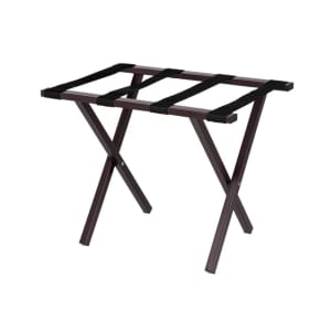607-LRPCBR Folding Luggage Rack w/ 2 1/4" Black Straps - 22"W x 17"D x 20"H, Brown