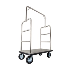 607-TMIDTOWN Luggage Cart w/ Carpeted Deck - 48"L x 27"W x 71"H, Silver