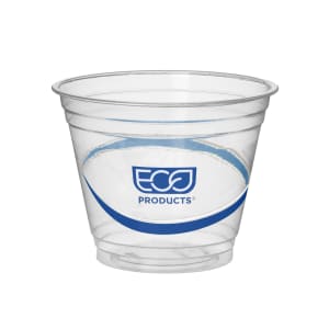 188-EPCR9 9 oz BlueStripe™ Disposable Cold Cup - PET, Clear
