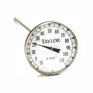 383-6235J 2" Dial Type Pocket Thermometer w/ 8" Stem, -10 to 110 Degrees C