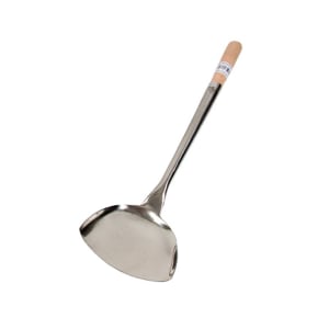 296-33971 Stainless Wok Shovel - 19 1/2" x 4 1/4" x 4 3/4", Wood Handle