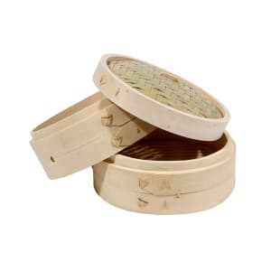 296-34208 Bamboo Steamer Set, Includes 2 Steamers, 1 Cover, 8 in