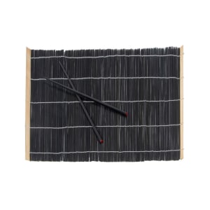 296-34252 (4) Placemat & Chopstick Set - 12" x 18", Black Bamboo