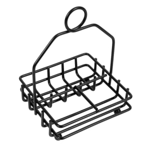 229-593RBK 2 Compartment Rectangular Condiment Caddy - Metal, Black