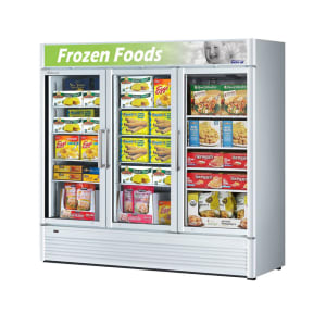 083-TGF72SDNW 78" Three Section Display Freezer w/ Swing Doors - Bottom Mount Compressor, Wh...