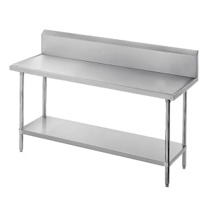 009-VKS244 48" 14 ga Work Table w/ Undershelf & 304 Series Stainless Top, 10" Backsplash