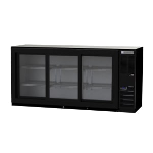 118-BB72HC1FGSB 72" Bar Refrigerator - 3 Sliding Glass Doors, Black, 115v