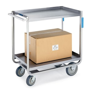 121-8820 2 Level Stainless Utility Cart w/ 1500 lb Capacity, Raised Ledges