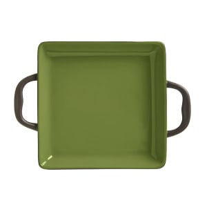 192-CBO001 3 1/2 oz Coos Bay Square Tray with Handles - Ceramic, Olive