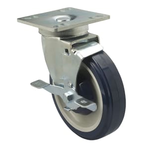 268-FPCST355 Universal Plate Caster Set w/ Brake, 250 lb Capacity, 5" Diameter