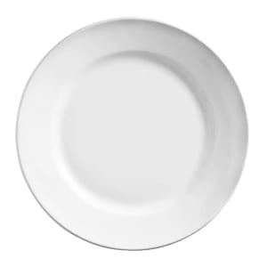 192-840435R26 9 3/4" Round Porcelain Plate w/ Wide Rim & Rolled Edge, Bright White, Porcelana