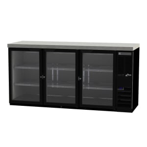 118-BB72HC1FGB27 72" Bar Refrigerator - 3 Swinging Glass Doors, Black, 115v