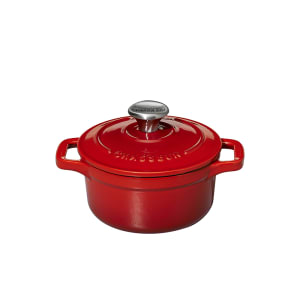 450-FN424 20 oz Mini Enamel Cast Iron Baking Dish - 6 7/10" x 4 3/4", Ruby