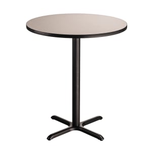 955-CT13636XBPBTMGY 36" Round Bar Height Table - Grey Nebula Laminate Top, Steel Base