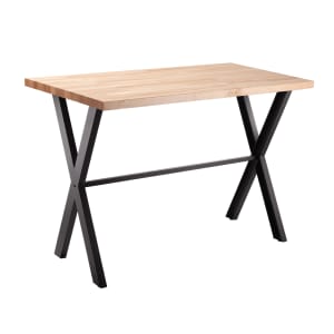 955-CLT3060B2BB Rectangular Bar Height Table w/ Butcherblock Top - 60"W x 30"D, Steel Base