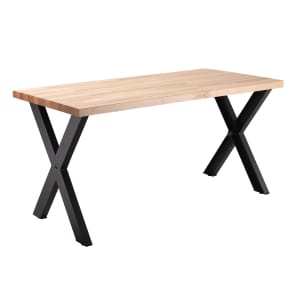 955-CLT3072D2BB Rectangular Dining Height Table w/ Butcherblock Top - 72"W x 30"D, Steel Base