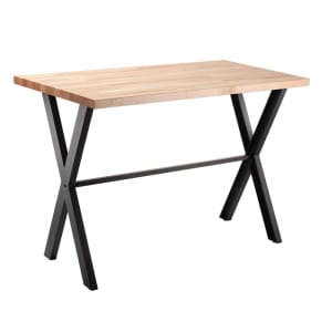 955-CLT3072B2BB Rectangular Bar Height Table w/ Butcherblock Top - 72"W x 30"D, Steel Base