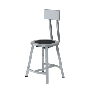 955-TTSG18BS10 Round Stool w/ Solid Back & Black Steel Seat, Gray