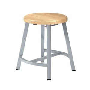 955-TTSG18BB Round Backless Stool w/ Butcherblock Seat, Gray